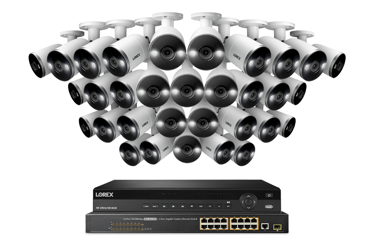 Lorex 32-Channel Nocturnal NVR System with 4K (8MP) IP Bullet Security Cameras