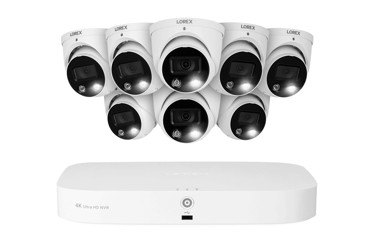 Lorex Fusion 4K 16-Channel (8 Wired + 8 Wi-Fi) 2TB NVR System with Dome Cameras Featuring Smart Deterrence and 2-Way Audio - 8