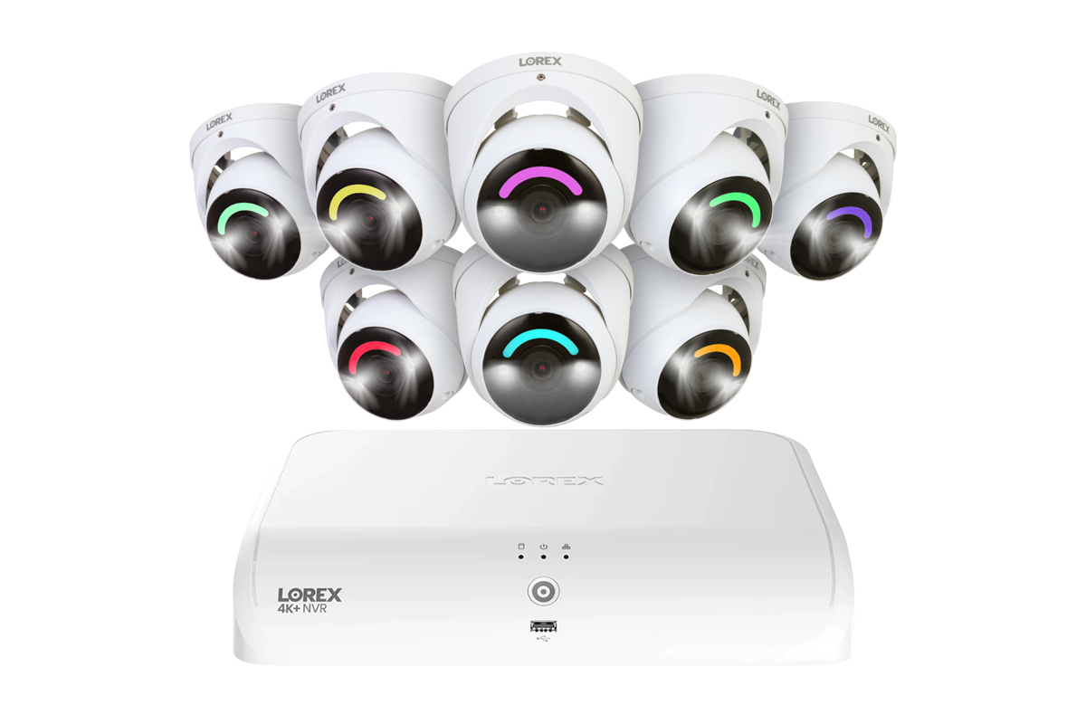 Lorex 4K+ 12MP 16 Camera Capable (8 Wired + 8 Fusion Wi-Fi ) 2TB Wired NVR System with H30 Smart Security Lighting Bullet Cameras - 8