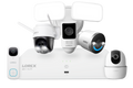 Lorex Wireless Fusion - Enregistreur vidéo 4K+ avec sonnette filaire 2K, caméra panoramique/inclinable extérieure, caméra projecteur Wi-Fi, deux caméras extérieures 4K Wi-Fi 6 et deux caméras panoramiques/inclinables intérieures