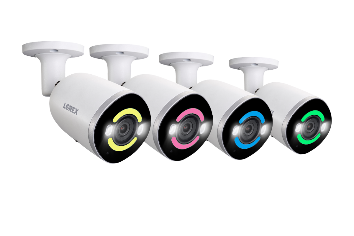 Lorex 4K Smart Security Lighting Deterrence Bullet AI PoE IP Wired Cameras