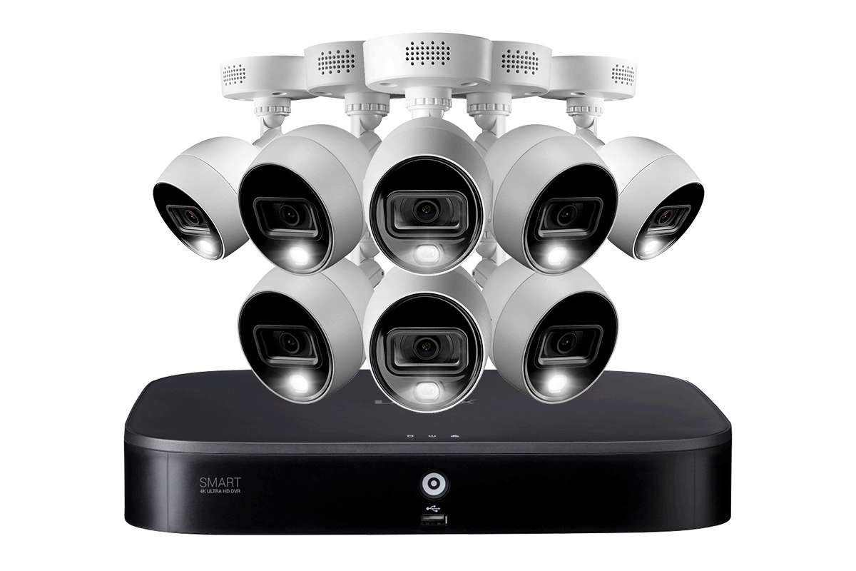 4K 8-channel 2TB Wired DVR System with Active Deterrence Cameras