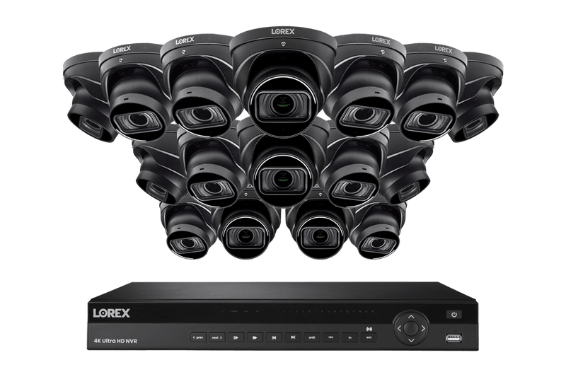 Lorex 4K (16 Camera Capable) 4TB Wired NVR System with Nocturnal 4 Smart IP Dome Cameras Featuring Motorized Varifocal Lens, Listen-In Audio and 30FPS - Black 16