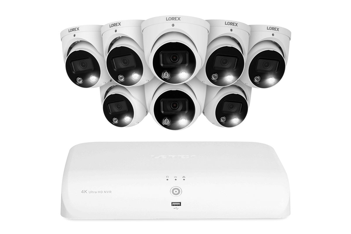 Lorex 4K 8-Channel 2TB Wired NVR System with Smart Deterrence and Smart Motion Detection Dome Cameras