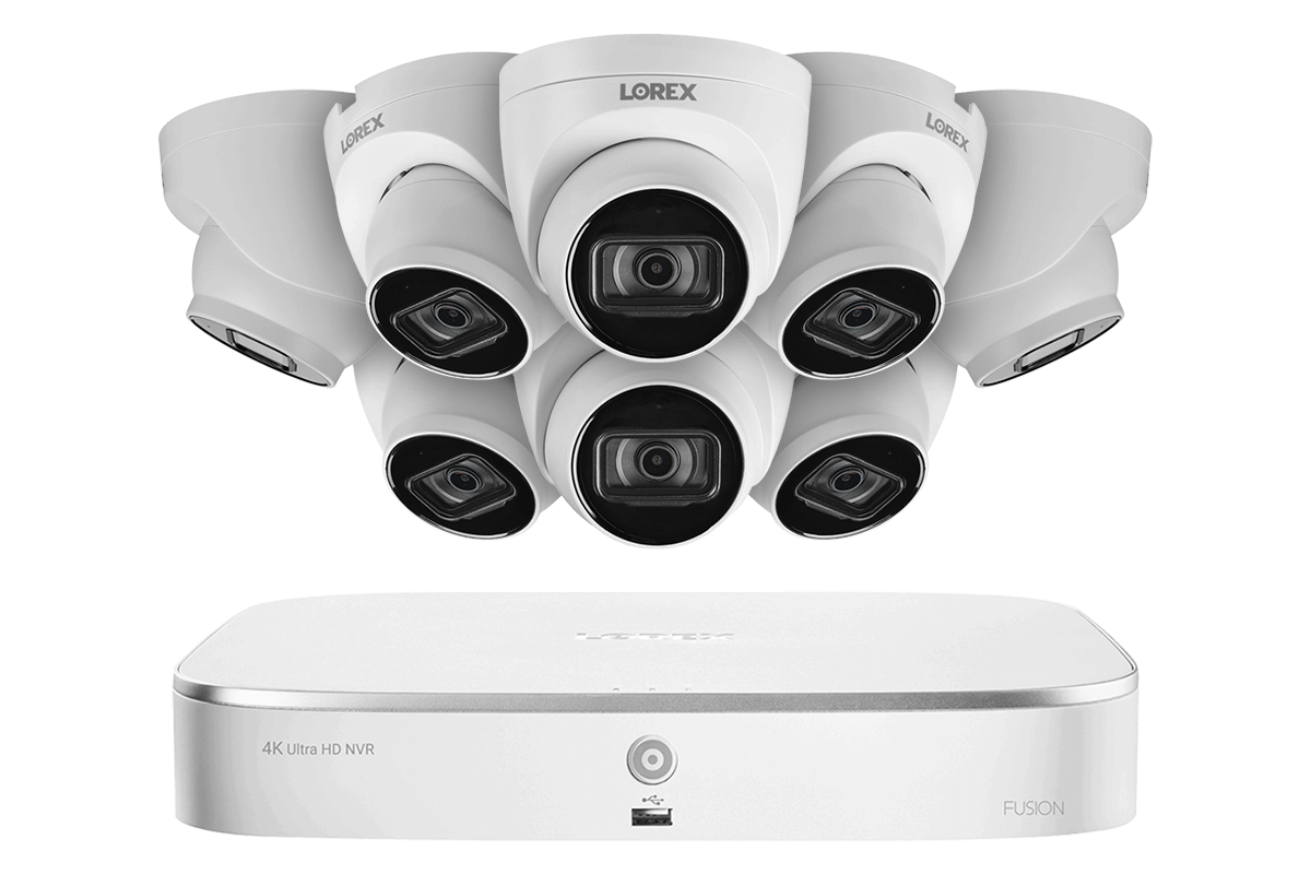 8-Channel NVR System with Eight 4K (8MP) IP Dome Cameras with Listen-In Audio