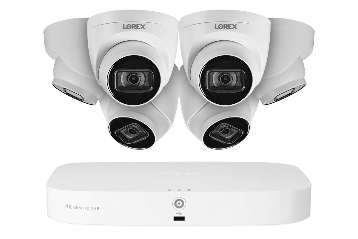 8-Channel Fusion NVR System with Six 4K (8MP) IP Dome Cameras with Listen-In Audio
