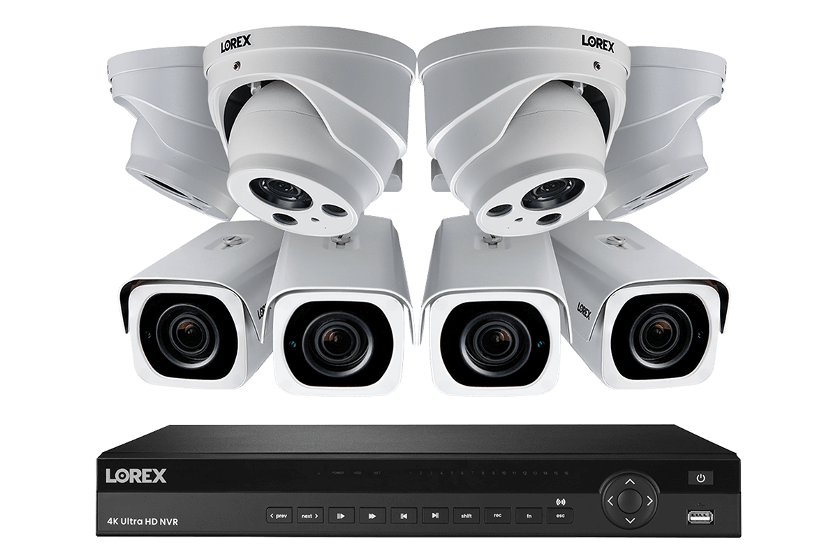 4K Nocturnal IP NVR System with 16-channel NVR, Four 4K IP Dome and Four 4K IP Motorized Zoom Bullet Cameras, 250FT Night Vision