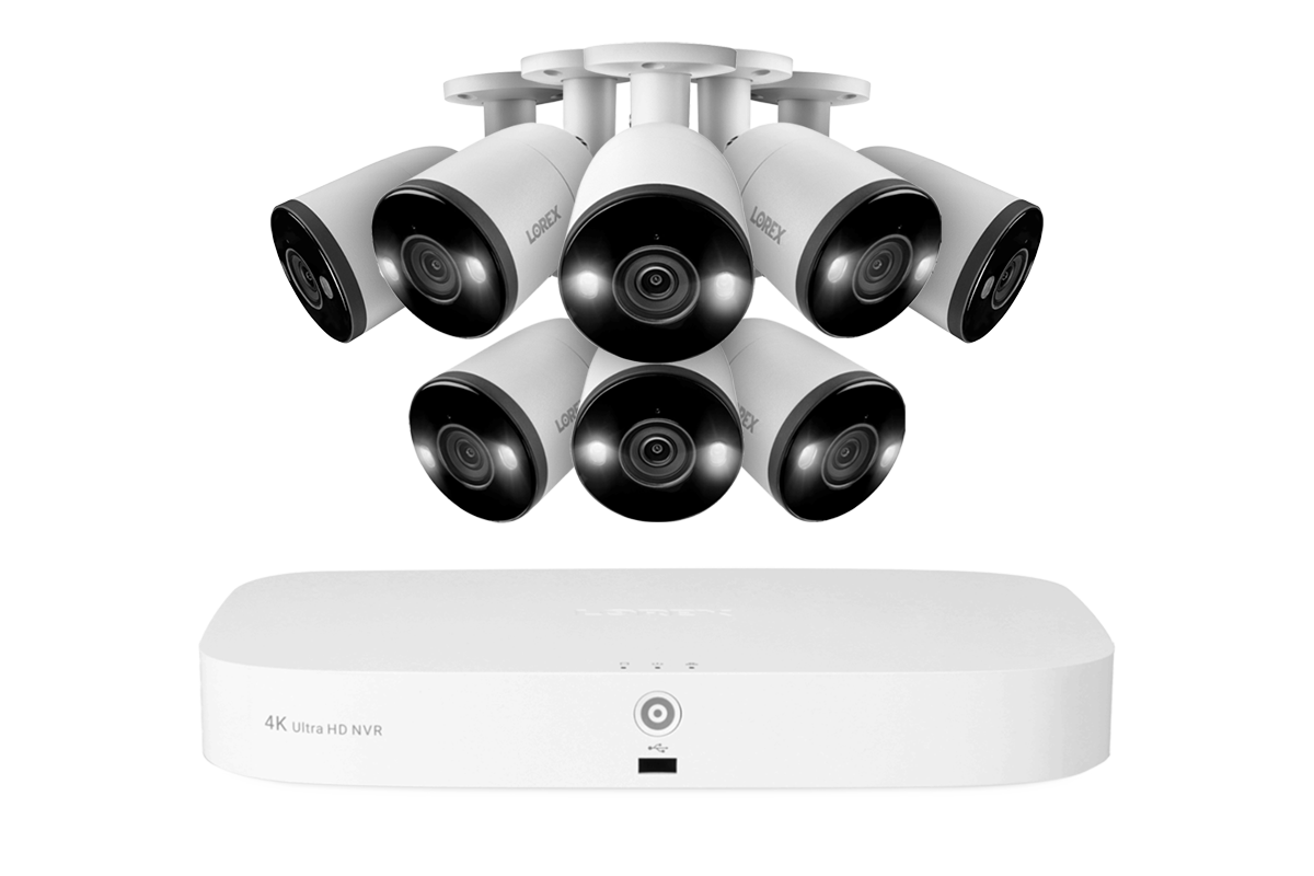 Lorex Fusion 4K 16-Camera Capable (8 Wired + 8 Wi-Fi) 2TB NVR System with Bullet Cameras Featuring Smart Deterrence and 2-Way Audio