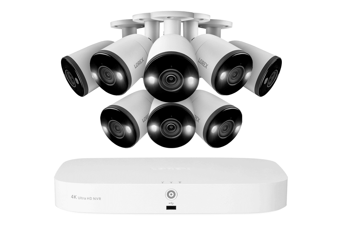 4K 8-channel 2TB Wired NVR System with 8 Smart Deterrence Cameras