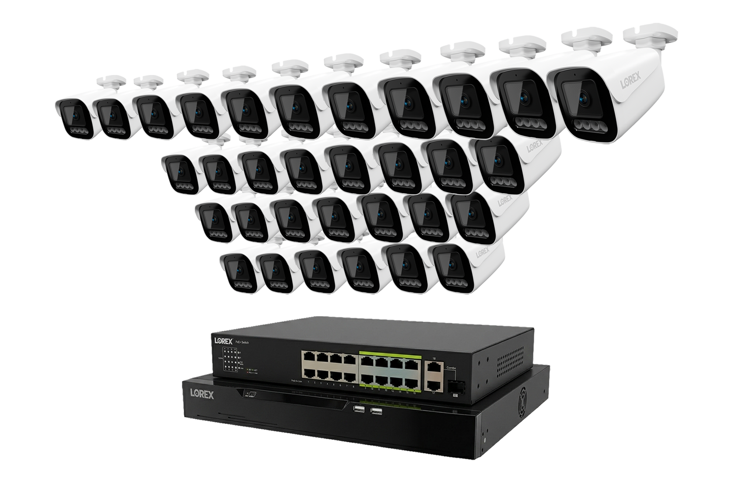 Lorex Connect X Series 4K 32-Channel Wired NVR System with X3 Bullet Security Cameras - 8TB