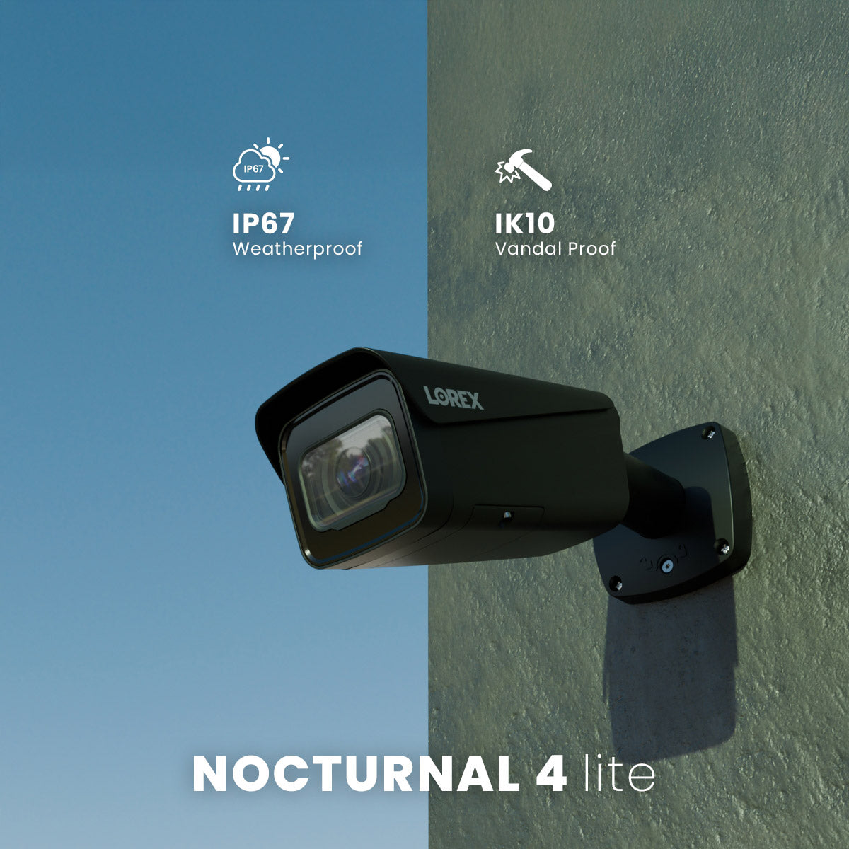 Caméra de sécurité IP filaire Bullet série Nocturnal N4 Lite 4K avec objectif varifocal motorisé, enregistrement 30 ips en temps réel et certification anti-vandalisme IK10