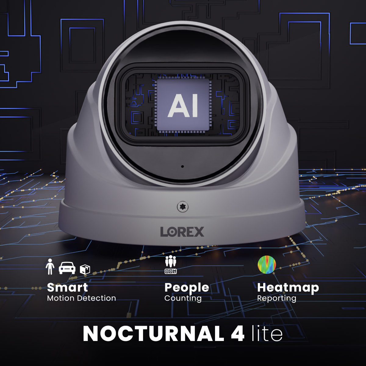 Caméra de sécurité IP filaire Nocturnal Series N4 Lite 4K avec objectif varifocal motorisé et enregistrement en temps réel à 30 images par seconde