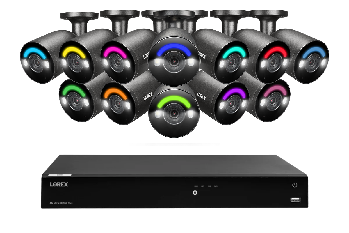 Lorex Fusion Series 4K 16 Camera Capable (Wired or Fusion Wi-Fi) 6TB Wired NVR System with H12 Wired 4K IP Bullet Cameras