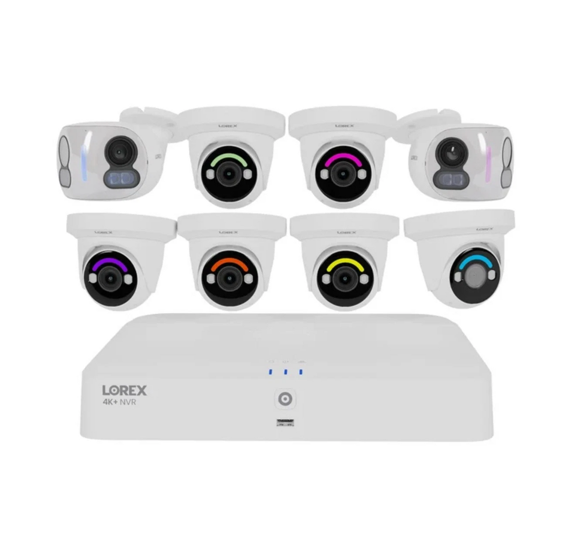 Lorex Classic App | 4K+ Wired System | 6 4K+ Dome & 2 4K 180° Dual Lens Security Cameras | Camera Cables Sold Separately
