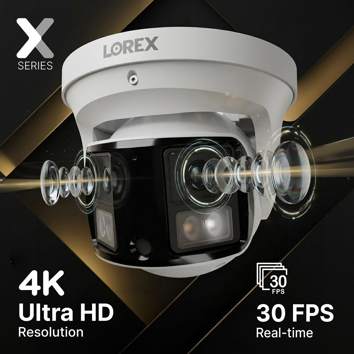 Lorex Connect X3 4K Dual-Lens Turret Camera with 190° Panoramic Coverage