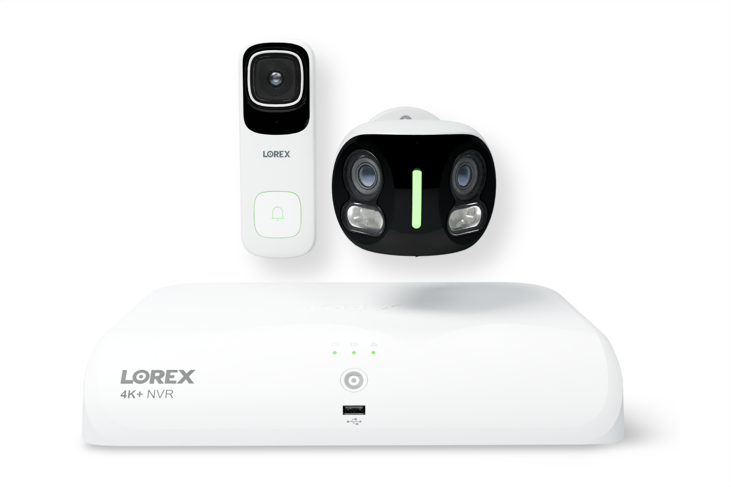 Lorex Wireless Fusion - 4K+ NVR with 4K Wired Doorbell and 4K Dual Lens Smart Security Lighting Camera