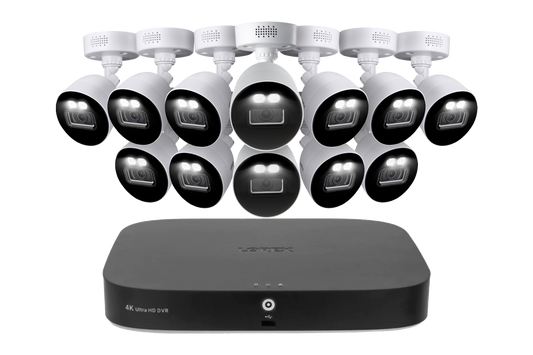 Lorex 4K 12 Camera Capable (8 Wired and 4 Wi-Fi) 2TB Wired DVR System with Smart Deterrence CVI Wired Bullet Cameras