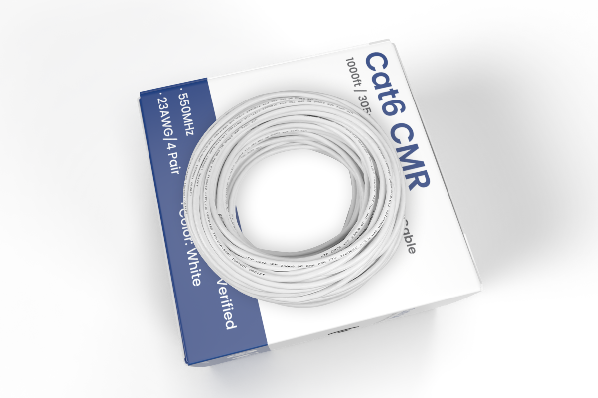 1,000ft Bulk Cat6 UTP Ethernet Cable, 23AWG CMR/FT4 for IP connectivity (FREE Shipping)