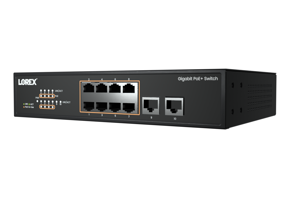 Lorex 8-Port Ethernet Gigabit Ethernet PoE+ Unmanaged Switch with 120W PoE Budget