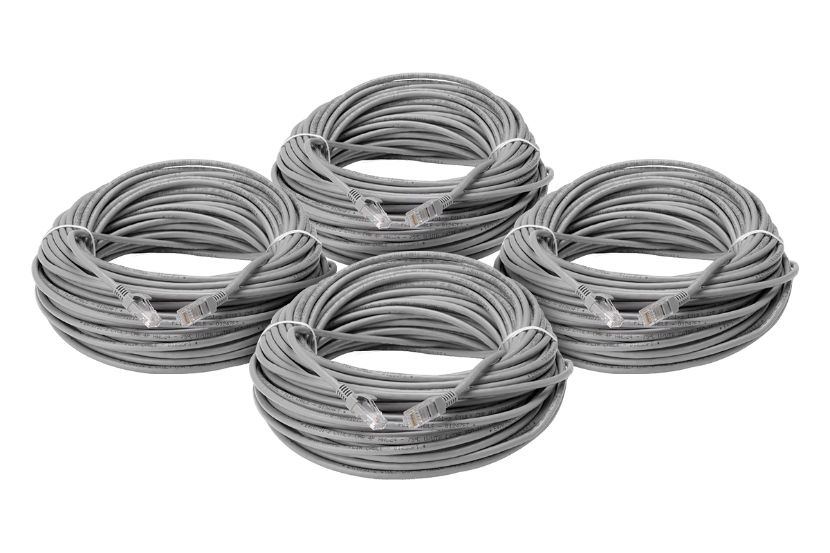 100ft CAT5e Extension Cables,Fire Resistant and In-Wall Rated, CMR type (Riser) (4-pack)