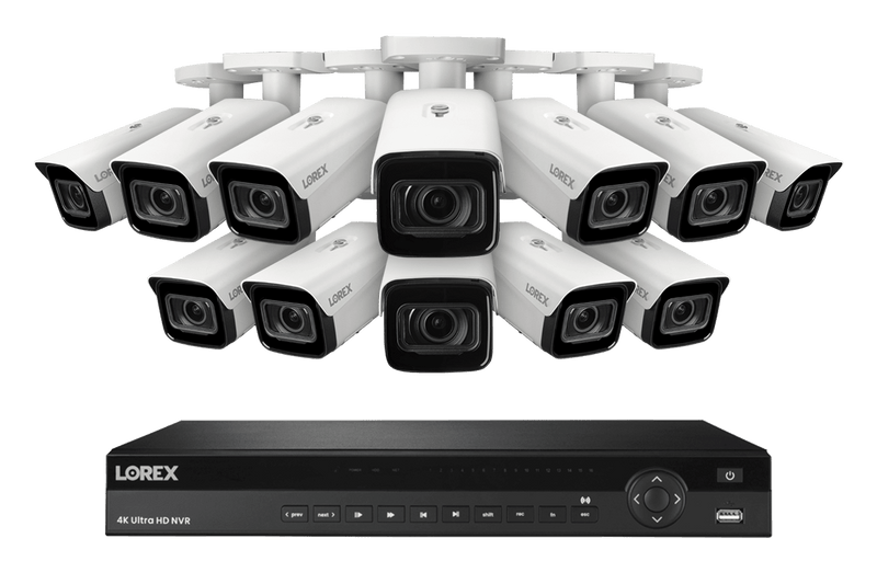Lorex 4K (16 Camera Capable) 4TB Wired NVR System with Nocturnal 4 Smart IP Bullet Cameras Featuring Motorized Varifocal Lens, Vandal Resistant and 30FPS - White 12