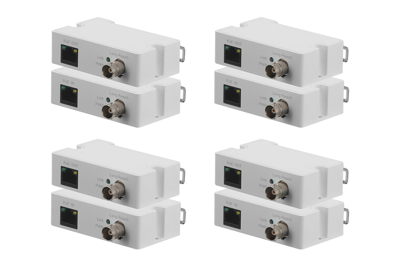 Coaxial to Ethernet Converter for PoE Cameras (Bundle, 4-pack)