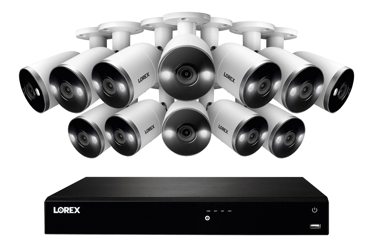 16-Channel 4K Ultra HD Fusion NVR IP System with 12 Smart Deterrence Cameras