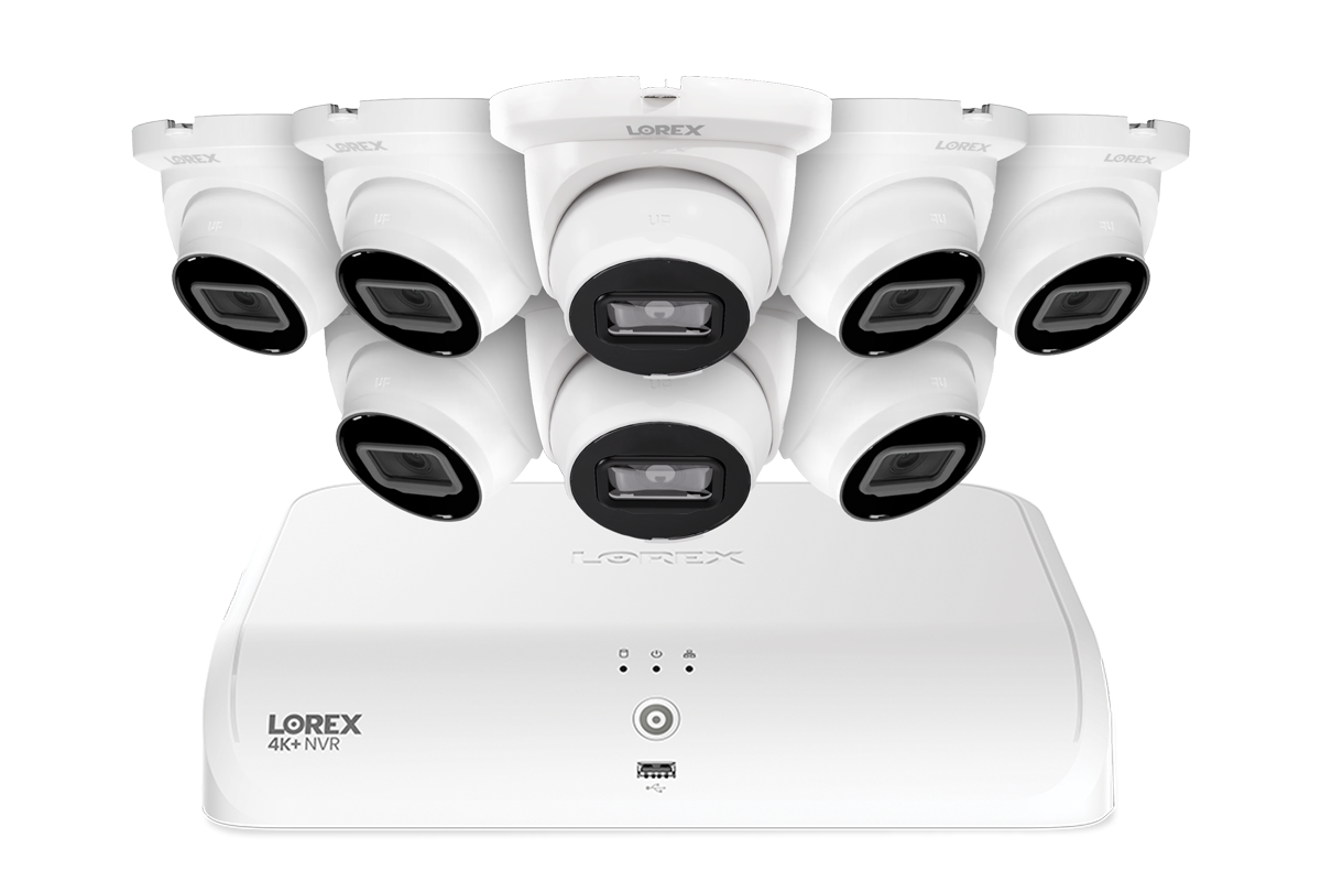 Lorex Fusion Series 4K+ 16 Channel (8 Wired + 8 Fusion Wi-Fi) 2TB Wired System with A4 Wired 2K IP Turret Cameras - White 8