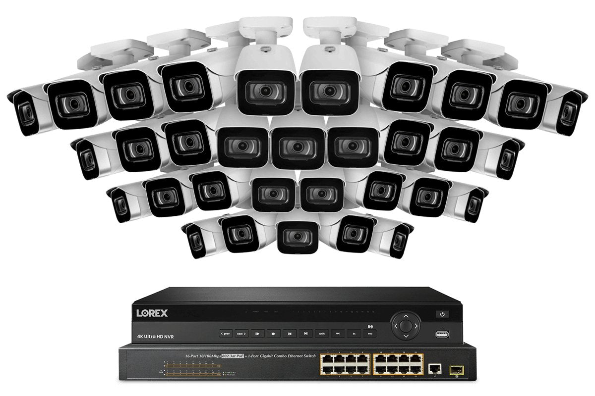 Lorex 4K (32 Camera Capable) 8TB Wired NVR System with IP Bullet Cameras