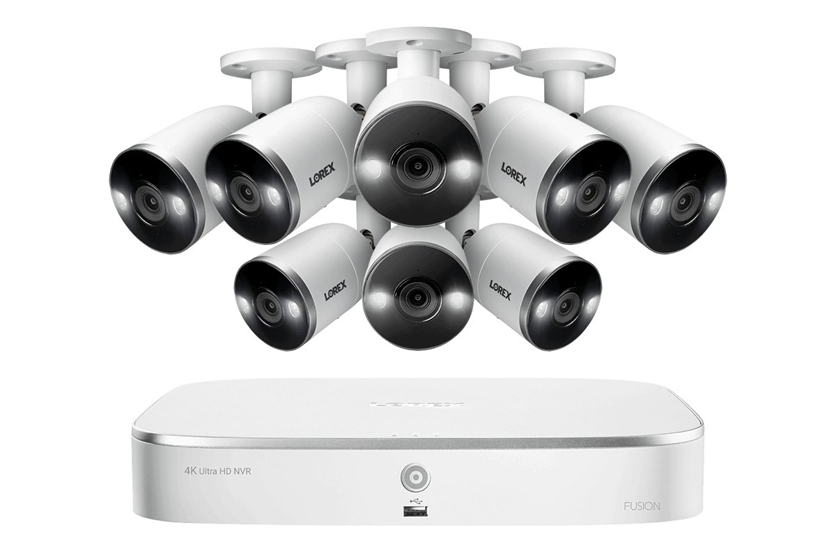8-Channel 4K Ultra HD Fusion NVR System with 8 Smart Deterrence 4K (8MP) IP Cameras