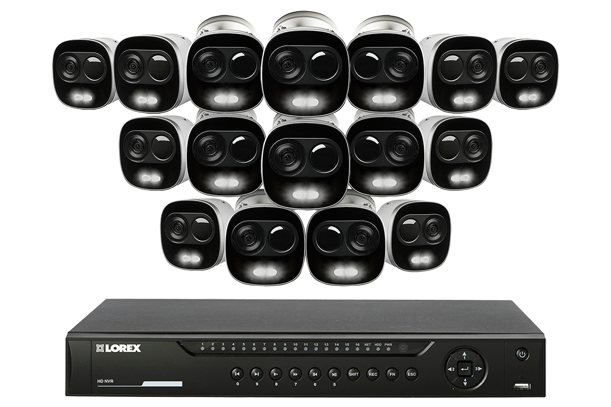 4K Ultra HD IP Camera System with 16 Active Deterrence Security Cameras, 130ft Night Vision