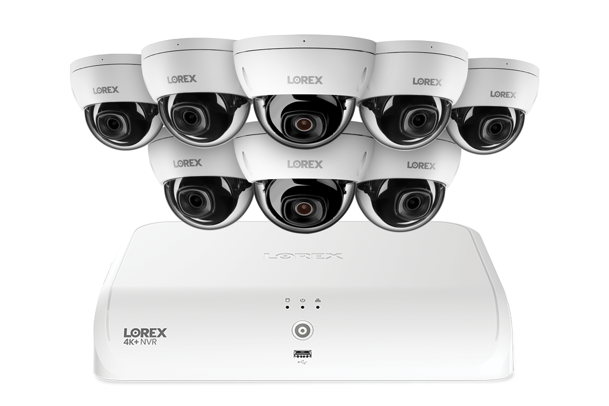 Lorex Fusion Series 4K+ 16 Channel (8 Wired + 8 Fusion Wi-Fi) 2TB Wired System with A4 Wired 4K IP Turret Cameras - White 8