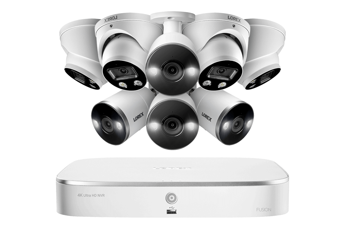8-Channel Fusion NVR System with Dome and Bullet Smart Deterrence 4K IP Cameras - Lorex Technology Inc.