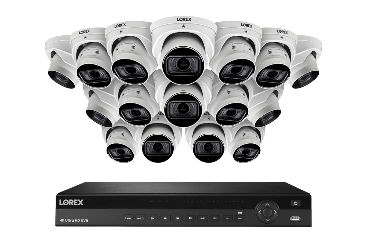Lorex 4K (16 Camera Capable) 4TB Wired NVR System with Nocturnal 4 Smart IP Dome Cameras Featuring Motorized Varifocal Lens, Listen-In Audio and 30FPS Recording - Lorex Technology Inc.