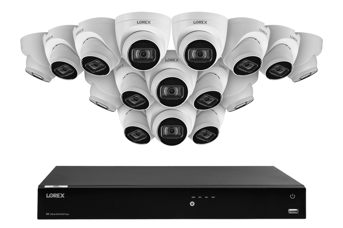 Lorex Fusion 4K (16 Camera Capable) 3TB Wired NVR System with IP Dome Cameras featuring Listen-In Audio - Lorex Technology Inc.