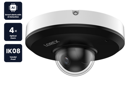 Lorex 2K (4MP) IP Wired Mini PTZ Security Camera with AI Detection and 4x Optical Zoom
