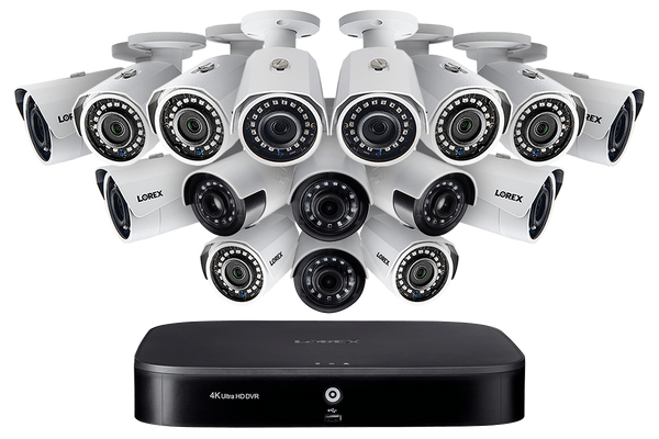 Surveillance Camera System with Sixteen 1080p HD Cameras including Four with Ultra Wide Angle View