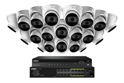 Lorex 4K (32 Camera Capable) 8TB Wired NVR System with Nocturnal 3 Smart IP Dome Cameras Featuring Motorized Varifocal Lens and 30FPS Recording