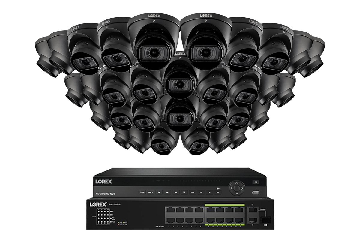 Lorex 4K (32 Camera Capable) 8TB Wired NVR System with Nocturnal 3 Smart IP Dome Cameras Featuring Motorized Varifocal Lens and 30FPS Recording