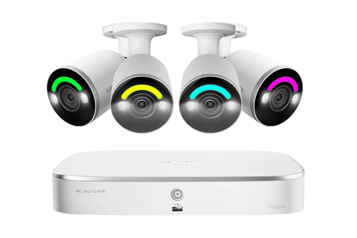 Lorex Fusion 4K 16 Camera Capable (8 Wired and 8 Wi-Fi) 2TB Wired NVR System with 4 Bullet Cameras Featuring Smart Security Lighting