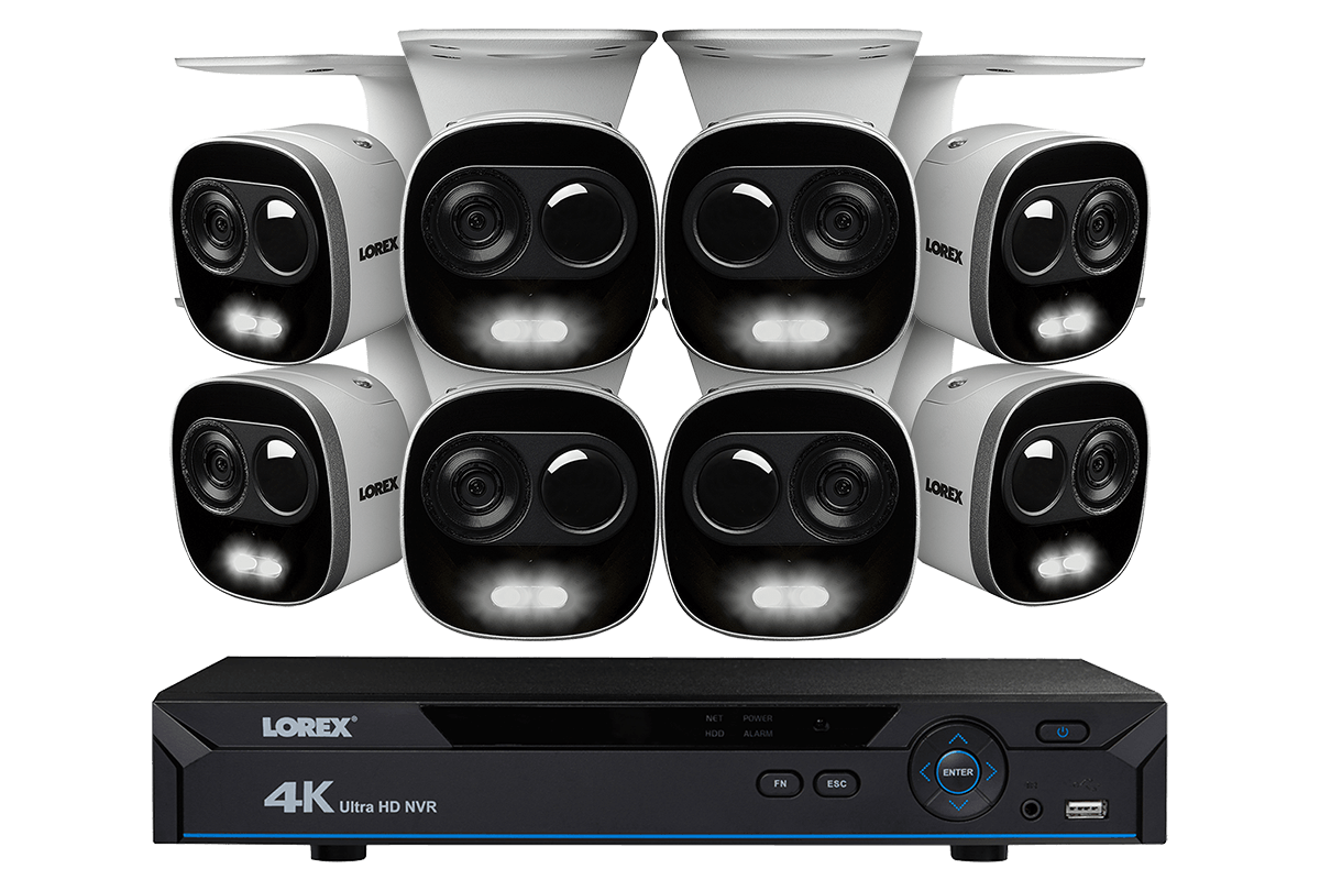 4K Ultra HD IP Camera System with 4 Active Deterrence Security Cameras, 130ft Night Vision