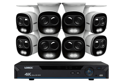 4K Ultra HD IP Camera System with 4 Active Deterrence Security Cameras, 130ft Night Vision