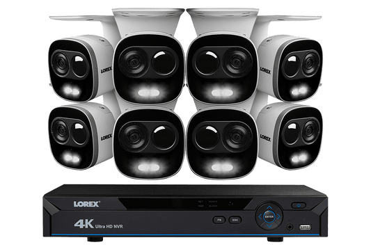 4K Ultra HD IP Camera System with 4 Active Deterrence Security Cameras, 130ft Night Vision