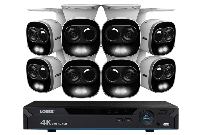 4K Ultra HD IP Camera System with 4 Active Deterrence Security Cameras, 130ft Night Vision