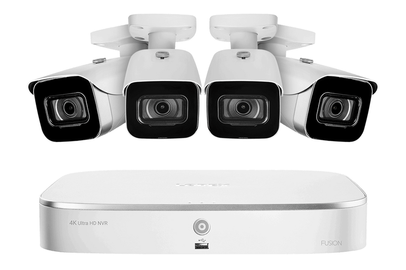 8-Channel Fusion NVR System with Four 4K (8MP) IP Cameras