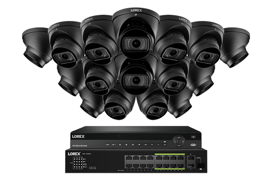 Lorex 4K (32 Camera Capable) 8TB Wired NVR System with Nocturnal 3 Smart IP Dome Cameras Featuring Motorized Varifocal Lens and 30FPS Recording