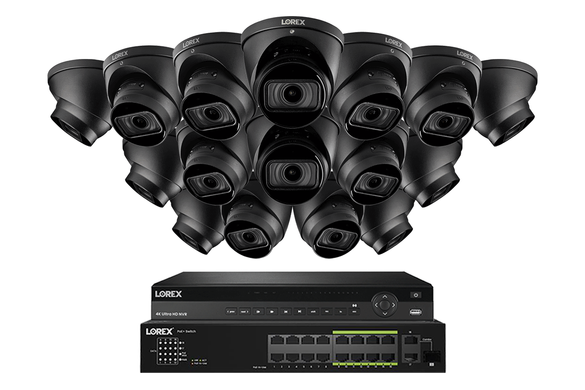Lorex 4K (32 Camera Capable) 8TB Wired NVR System with Nocturnal 3 Smart IP Dome Cameras Featuring Motorized Varifocal Lens and 30FPS Recording