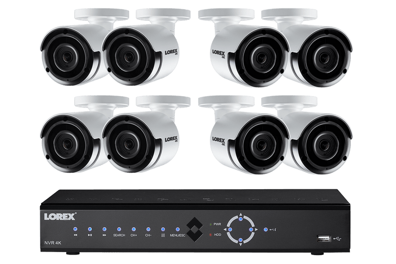 4K Ultra HD IP NVR security camera system with eight 4K IP cameras