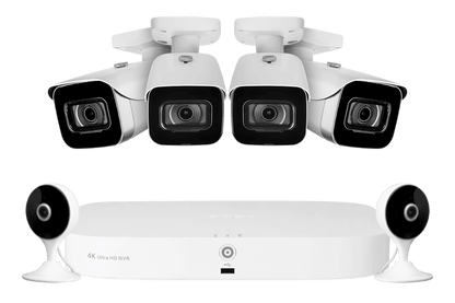 Lorex Fusion 4K 8-Channel 2TB Wired NVR System with Four 4K IP Cameras + Two 2K Wi-Fi Indoor Cameras