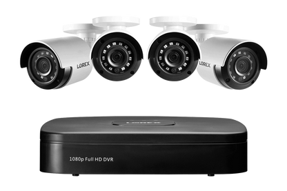 1080p 4-Channel 1TB Wired DVR System with 4 Cameras